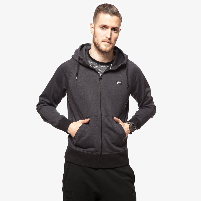 pánská mikina NIKE MIKINA AW77 FT FZ HOODY SHOEBOX 678560060 ŠEDÁ