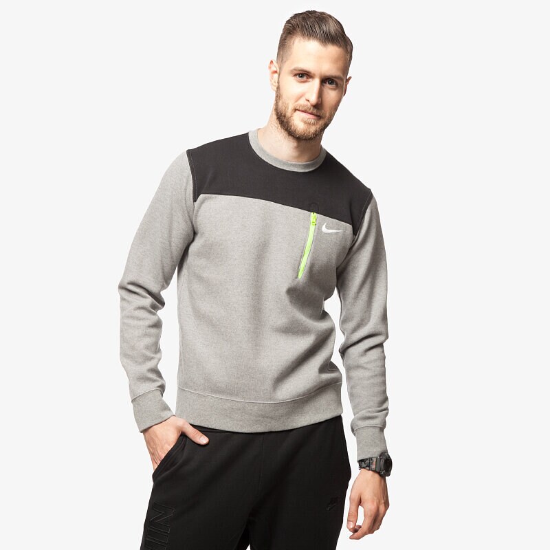pánská mikina NIKE MIKINA AV15 FLC CREW 679403091 ŠEDÁ