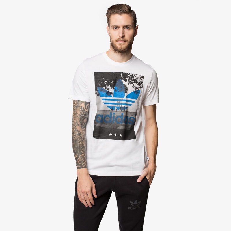 pánské tričko ADIDAS TRIČKO COURT TREFOIL AB9555 BÍLÁ