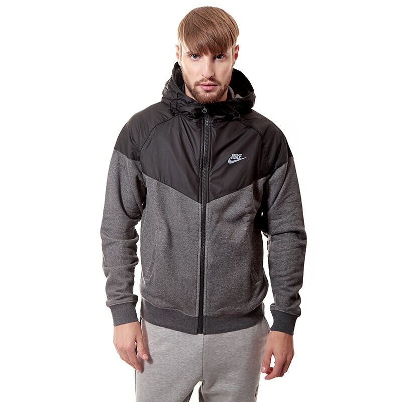 pánská mikina NIKE MIKINA FLEECE MIX-RU WR 616625071 ŠEDÁ