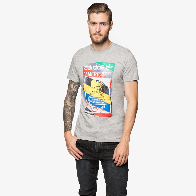 pánské tričko ADIDAS TRIČKO LABEL AB7685 ŠEDÁ