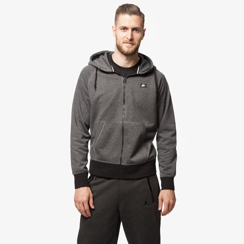 pánská mikina NIKE MIKINA AW77 FT FZ HOODY SHOEBOX 678560065 ŠEDÁ