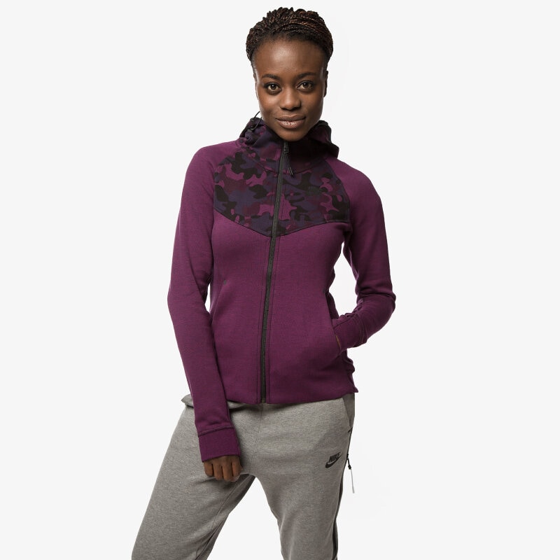 dámská mikina NIKE MIKINA TECH FLEECE FZ HOODIE AOP 685491563 FIALOVÁ
