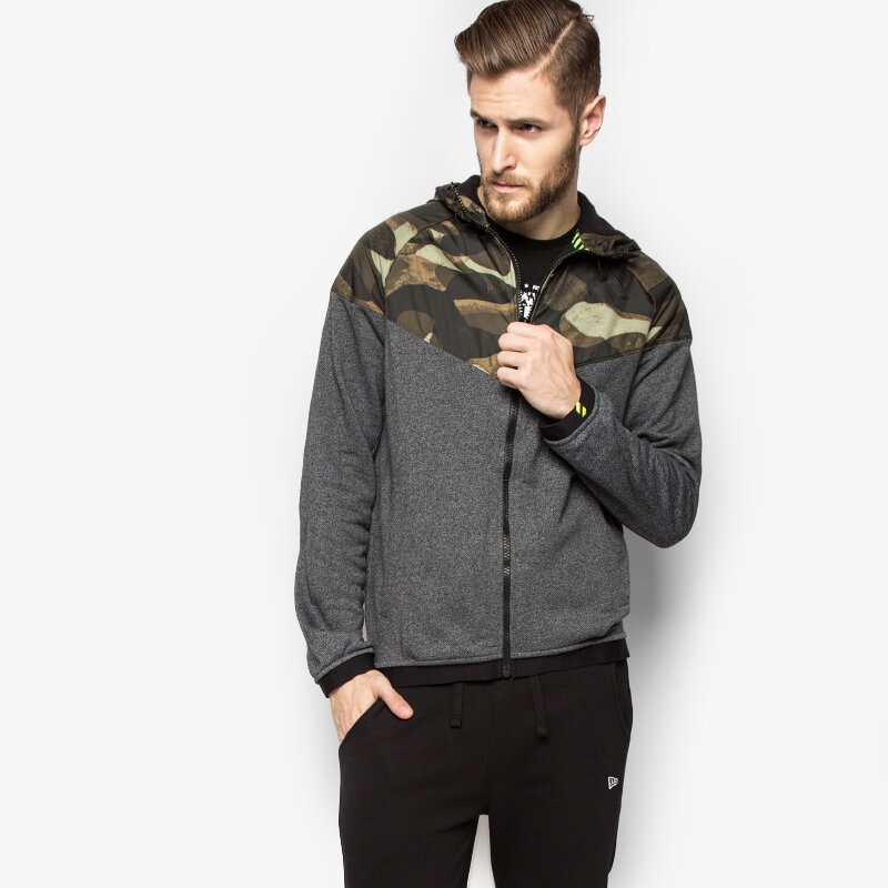 pánská mikina NIKE MIKINA RU CAMO OVERLAY WR 687583065 ŠEDÁ