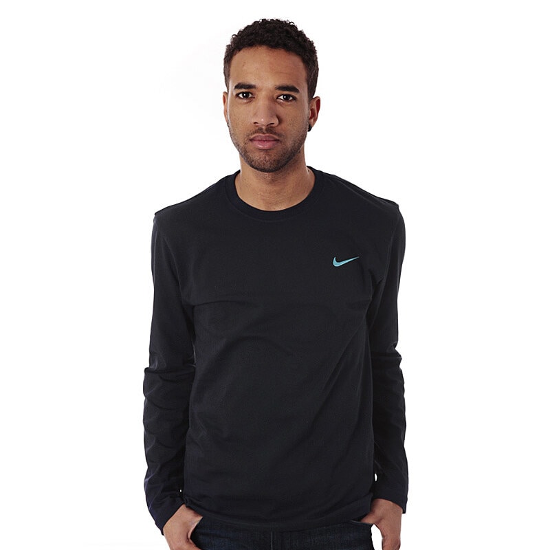 pánské tričko NIKE TRIČKO NIKE TEE-LS EMBRD SWOOSH 1 549751453 ČERNÁ