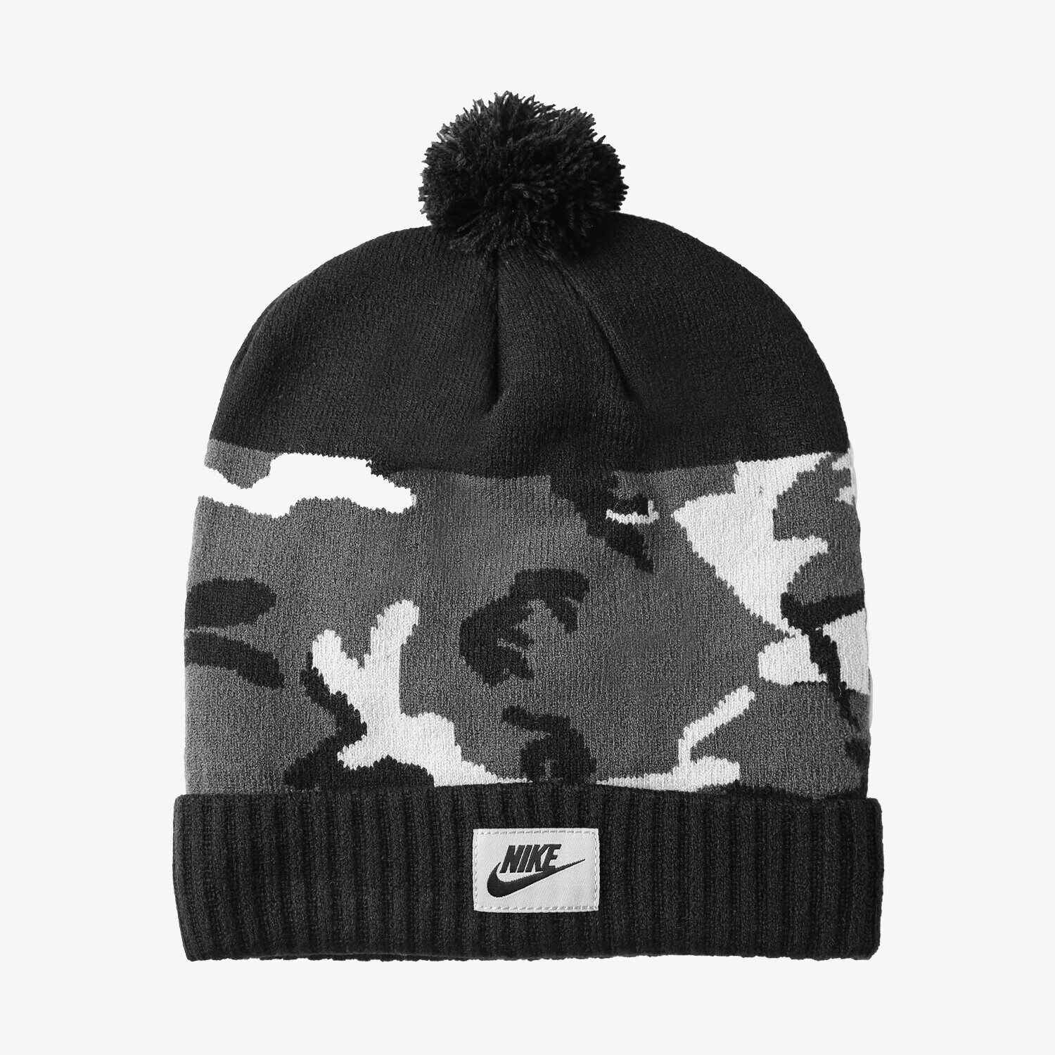 dětská čepice NIKE ČEPICE ZIMNÍ NSW CAMO POM BEANIE 688788010 ČERNÁ