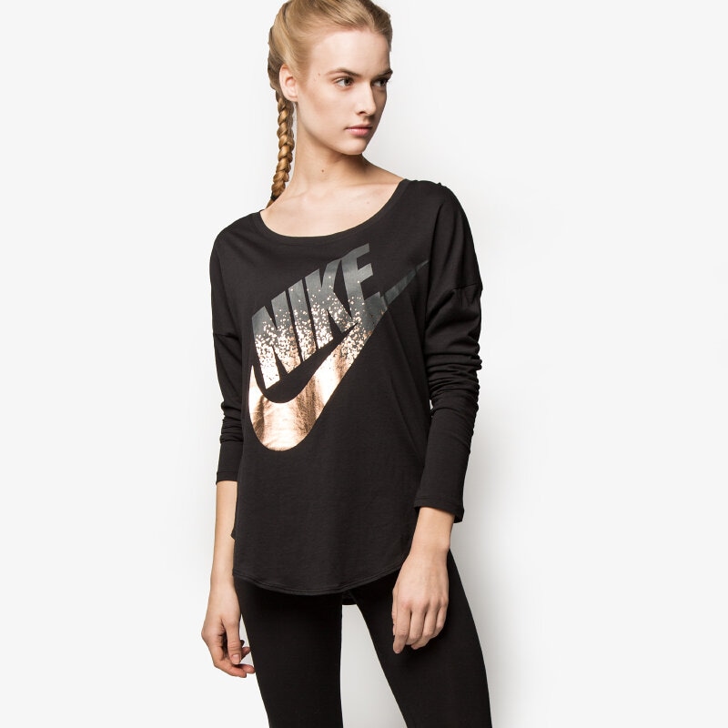 dámské tričko NIKE TRIČKO LS SIGNAL METALLIC 678848010 ČERNÁ