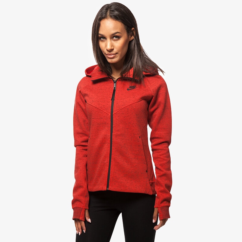 dámská mikina NIKE MIKINA TECH FLEECE FZ HOODIE 683794696 ČERVENÁ