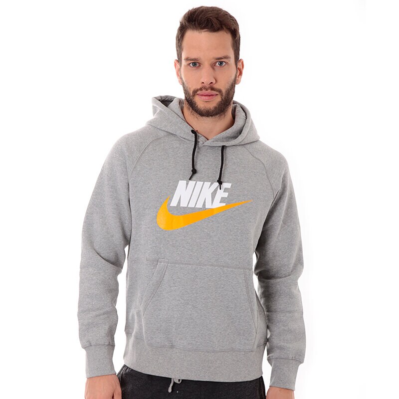 pánská mikina NIKE MIKINA NIKE AW77 HOODY LOGO POP 586184068 ŠEDÁ