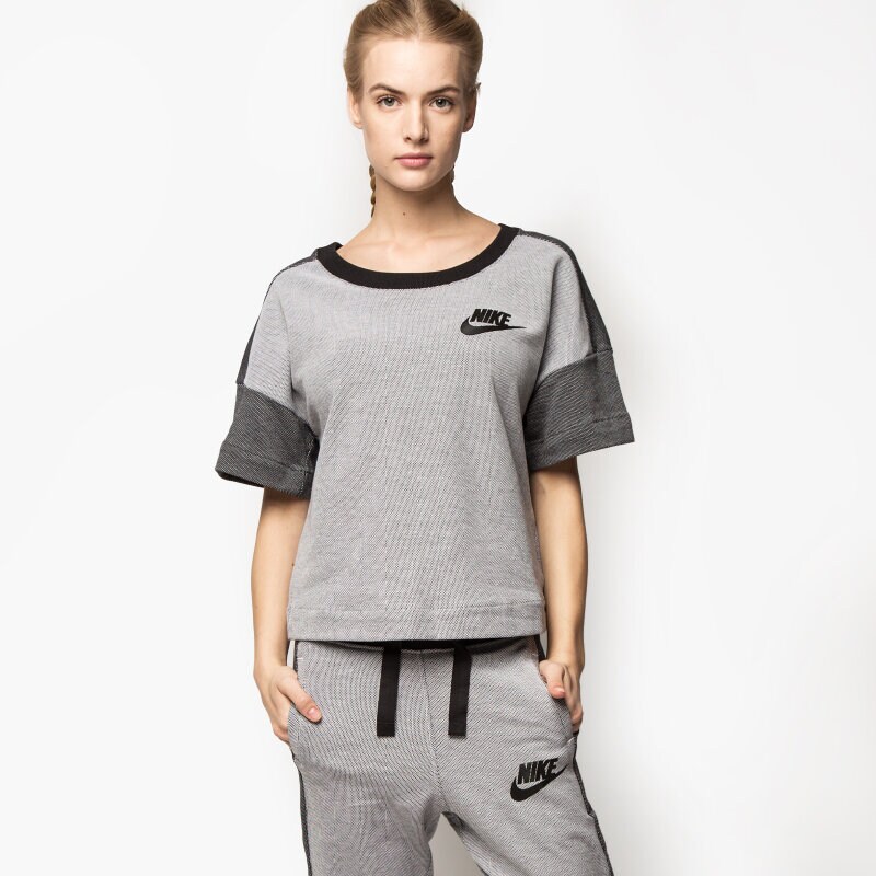 dámská mikina NIKE MIKINA RALLY PLUS SS CREW 728225100 ŠEDÁ