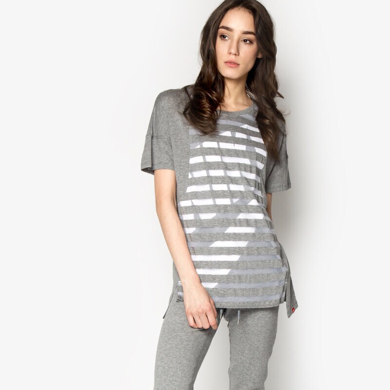 dámské tričko NIKE TRIČKO TEE-STRIPE 726080091 ŠEDÁ