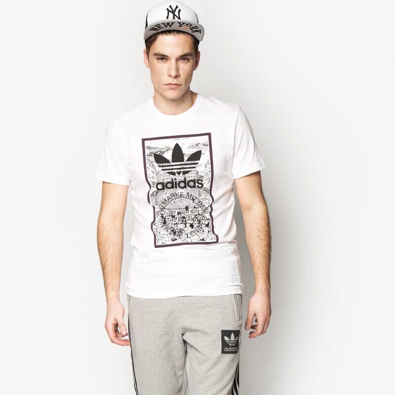 pánské tričko ADIDAS TRIČKO HANDDRAWN BB T AJ7141 BÍLÁ