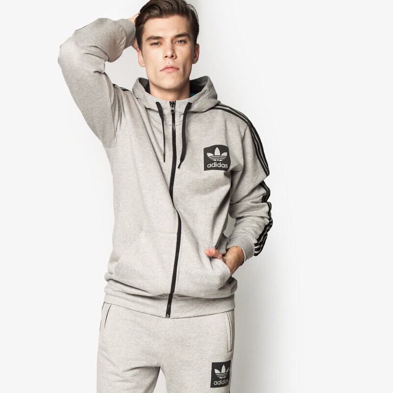 pánská mikina ADIDAS MIKINA STR ESS FZH AJ8086 ŠEDÁ