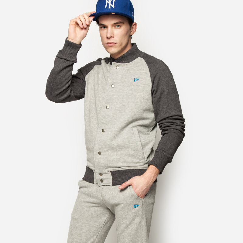 pánská mikina NEW ERA MIKINA ESS FT VARSITY JKT 11208633 ŠEDÁ