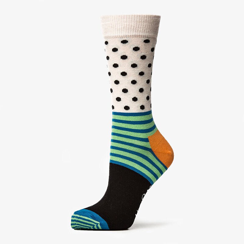 dámské ponožky HAPPY SOCKS PONOŽKY STRIPES DOTS SDO011000 VÍCEBAREVNÁ