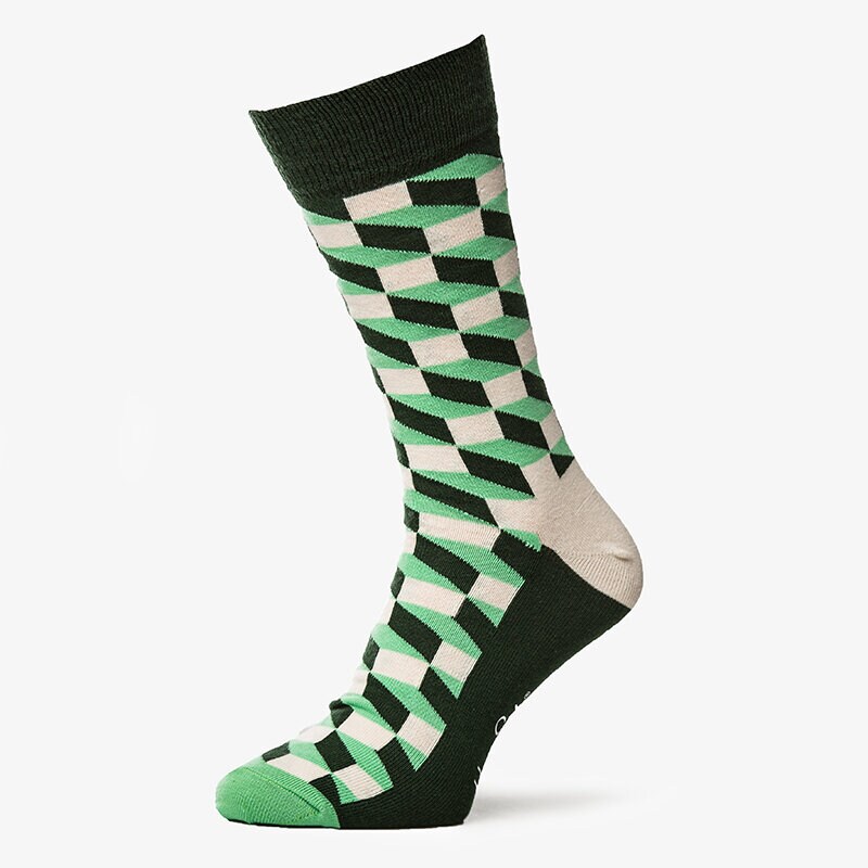 dámské ponožky HAPPY SOCKS PONOŽKY FILLED OPTIC FIO017000 ZELENÁ