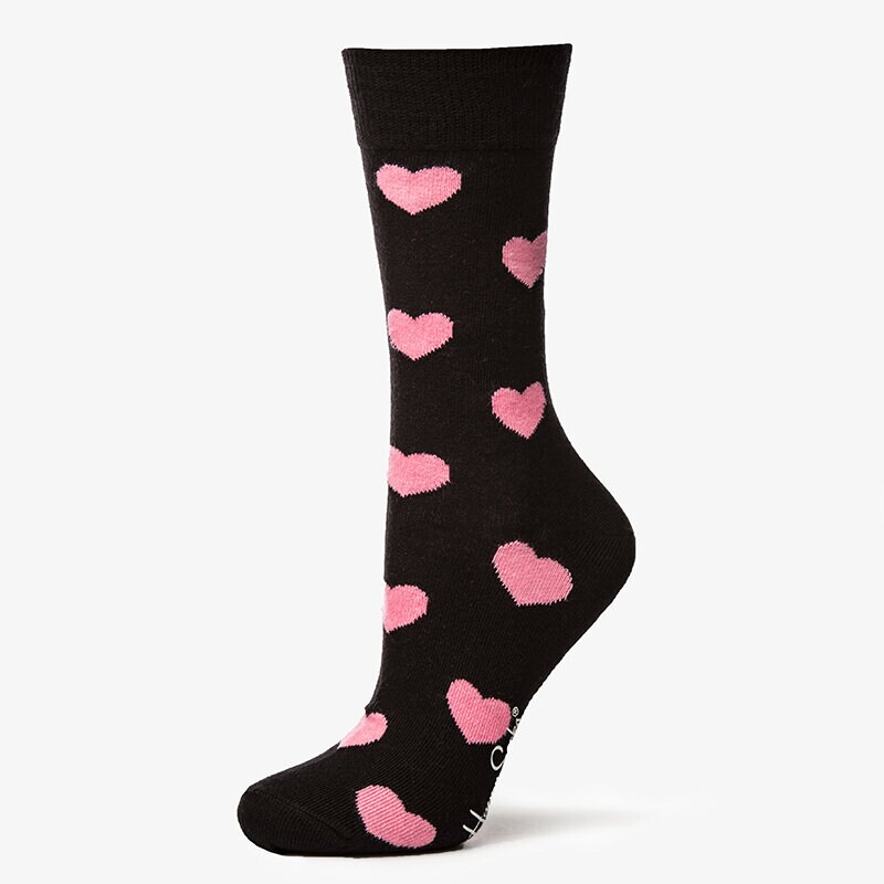 dámské ponožky HAPPY SOCKS PONOŽKY HEART HEA019001 ČERNÁ