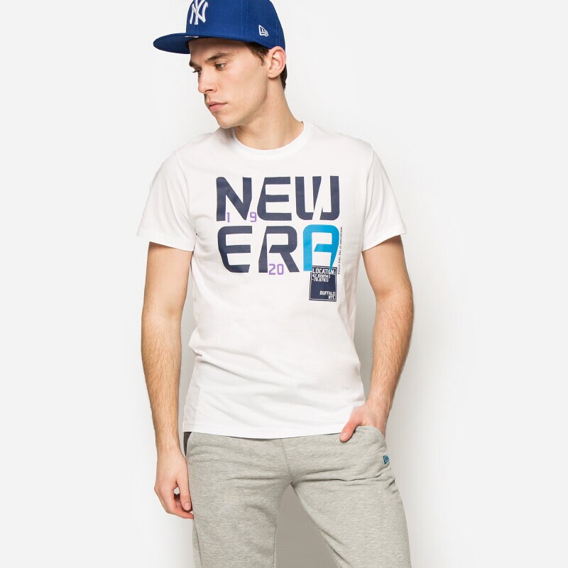 pánské tričko NEW ERA TRIČKO CUT UP STACK 11276664 BÍLÁ