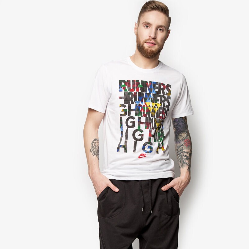 pánské tričko NIKE TRIČKO TEE-RU RUNNERS HIGH 739505100 BÍLÁ