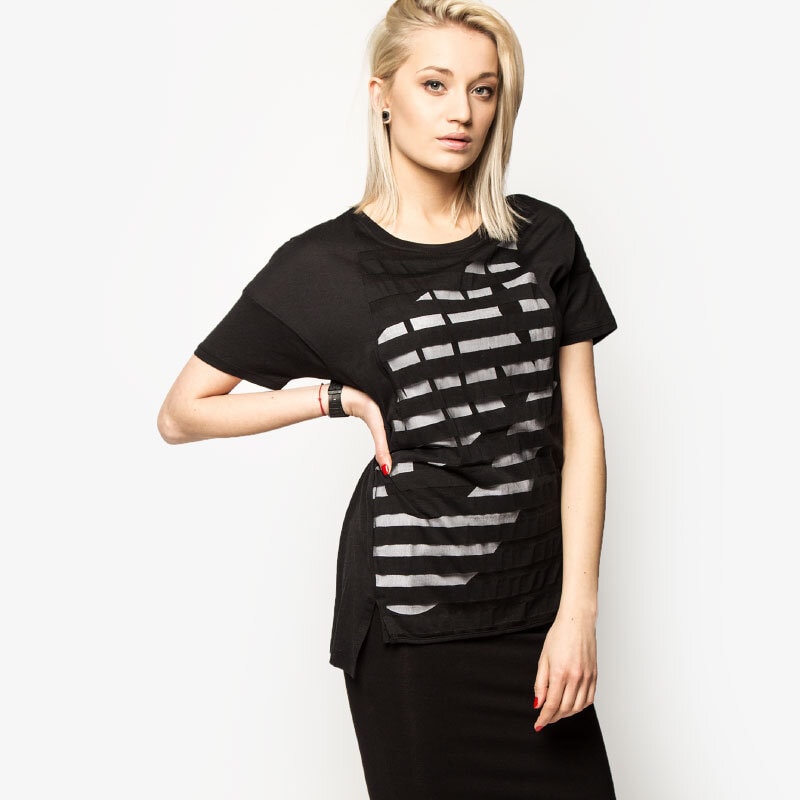 dámské tričko NIKE TRIČKO TEE-STRIPE 726080010 ČERNÁ