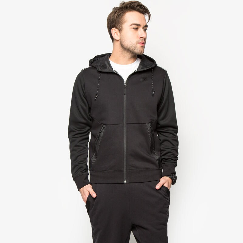 pánská mikina NIKE MIKINA AW77 FT FZ HOODY-AIR 727383011 ČERNÁ