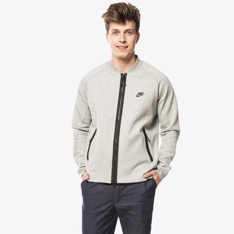 pánská mikina NIKE MIKINA TECH FLC VARSITY JKT 678508063 ŠEDÁ