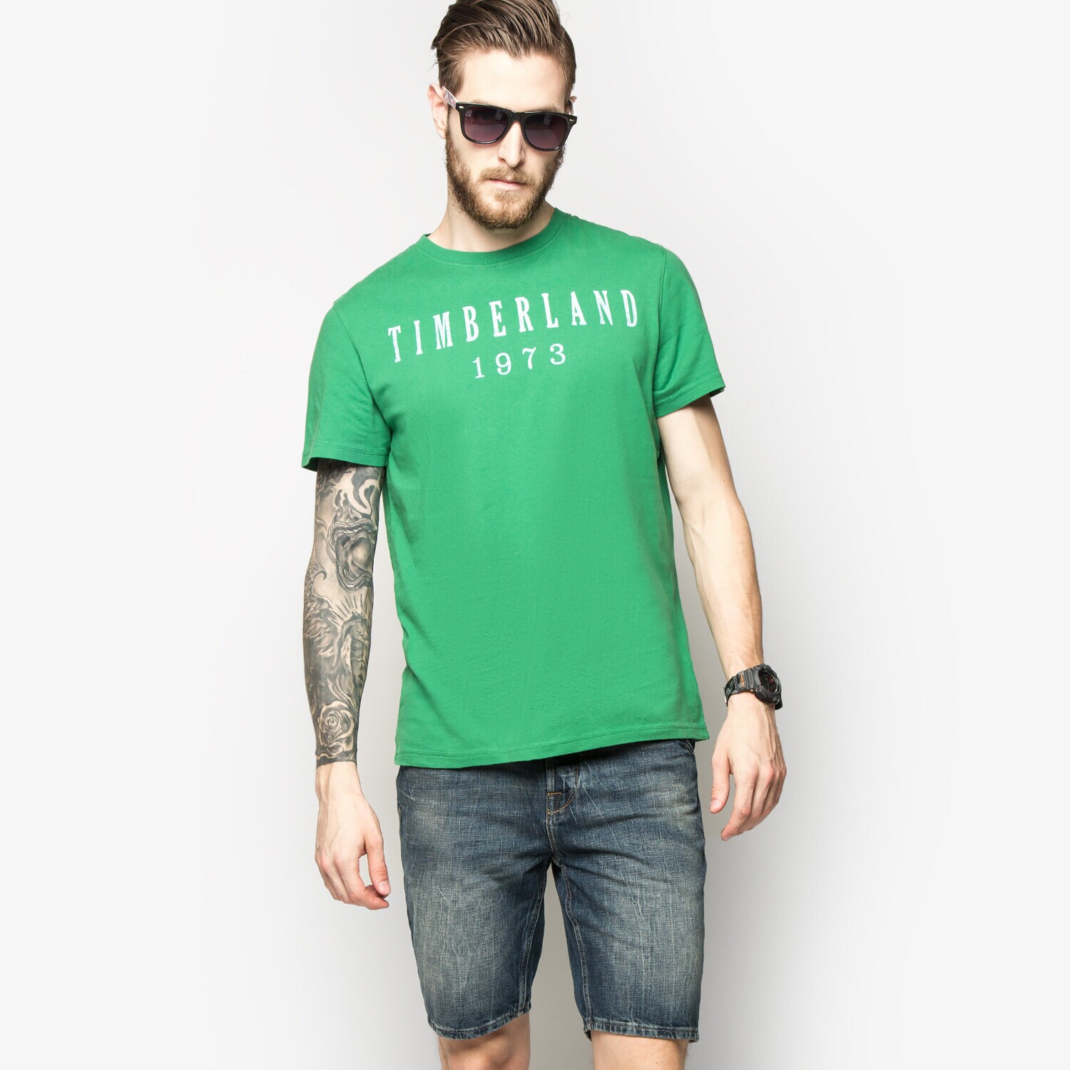 pánské tričko TIMBERLAND TRIČKO SS LINEAR LOGO A1EIYA26 ZELENÁ