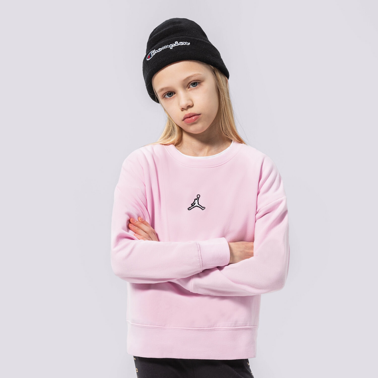 dětská mikina JORDAN MIKINA ESSENTIALS CREW GIRL 45A859-A9Y RŮŽOVÁ