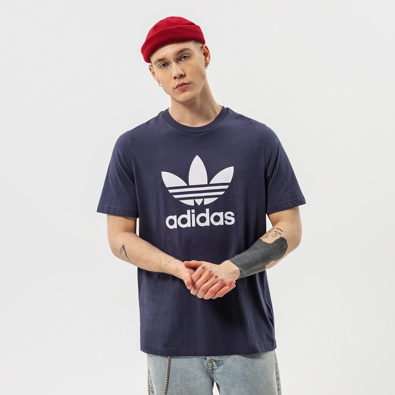 pánské tričko ADIDAS TRIČKO TREFOIL TRIČKO HE9512 TMAVOMODRÁ
