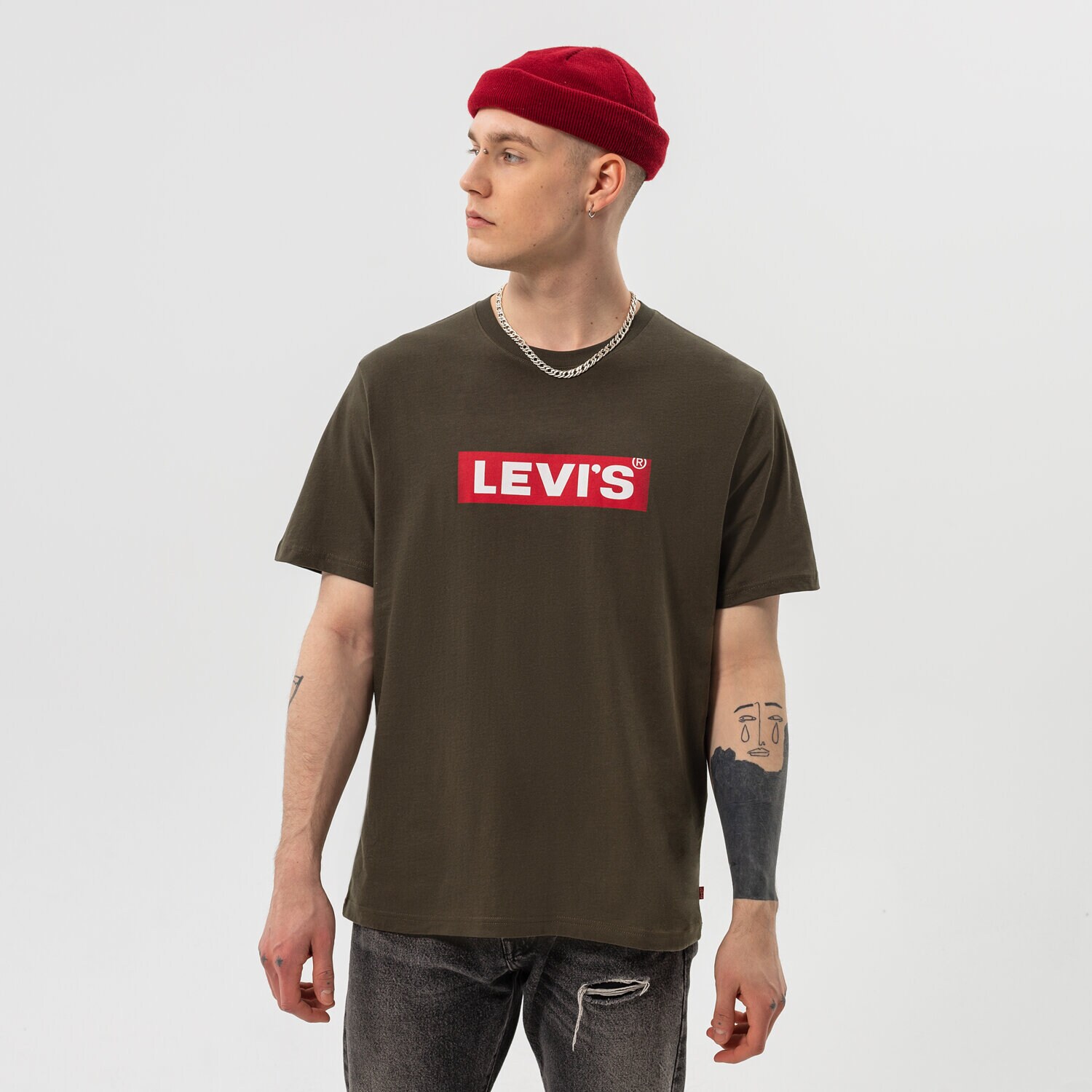pánské tričko LEVI'S TRIČKO SS RELAXED FIT TEE AGILITY A2082-0048 KHAKI