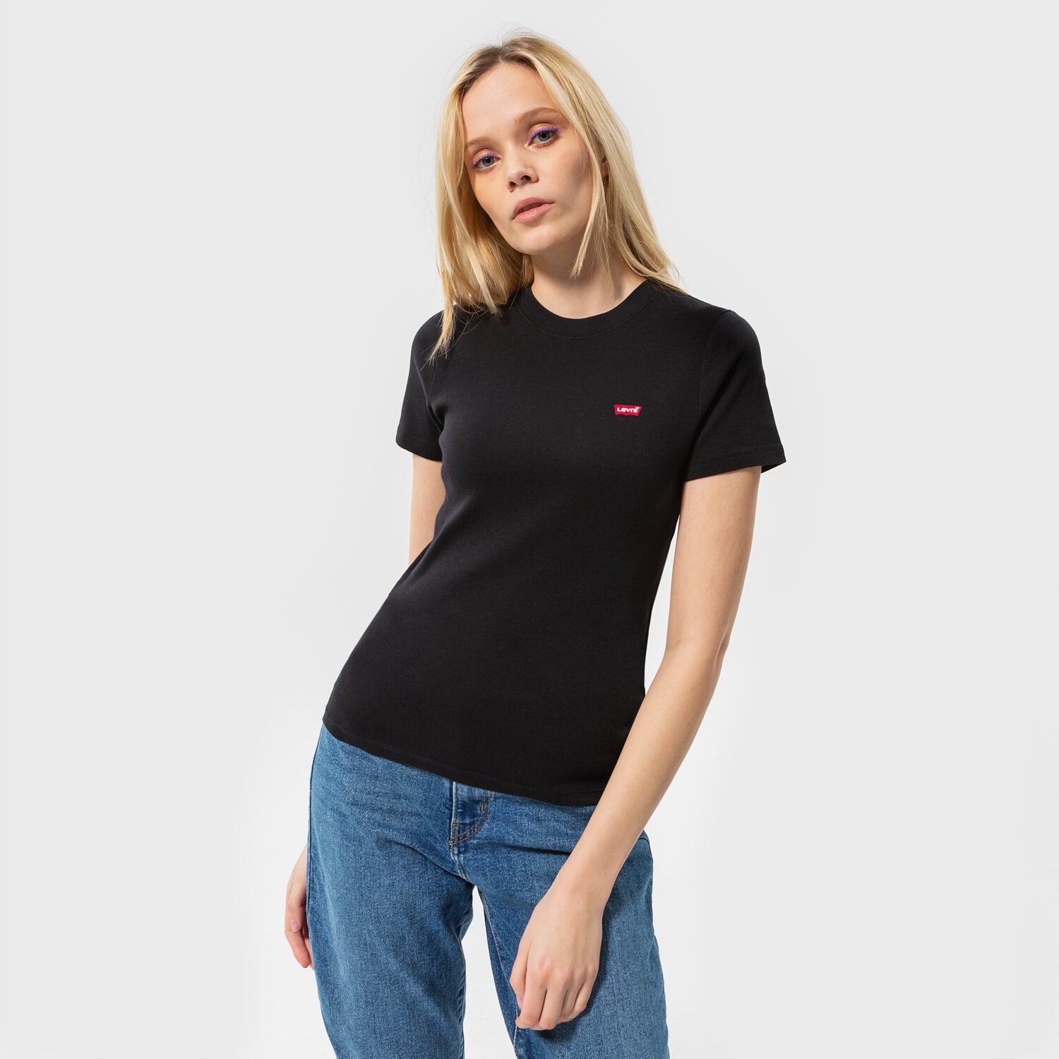 dámské tričko LEVI'S TRIČKO SS RIB BABY TEE 37697-0001 ČERNÁ