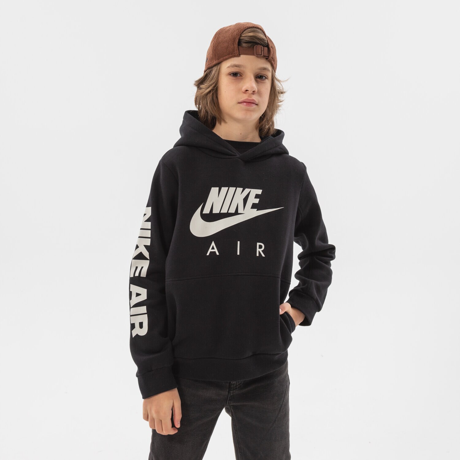 dětská mikina NIKE MIKINA S KAPUCÍ B NSW NIKE AIR PO HOODIE BOY DM8109-010 ČERNÁ