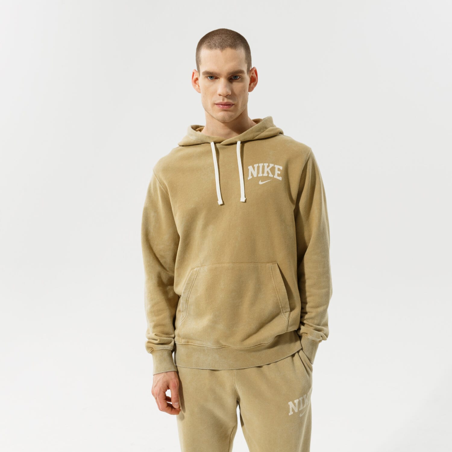 pánská mikina NIKE MIKINA S KAPUCÍ M NSW ARCH FLC PO HOODIE FT DC0721-297 KHAKI