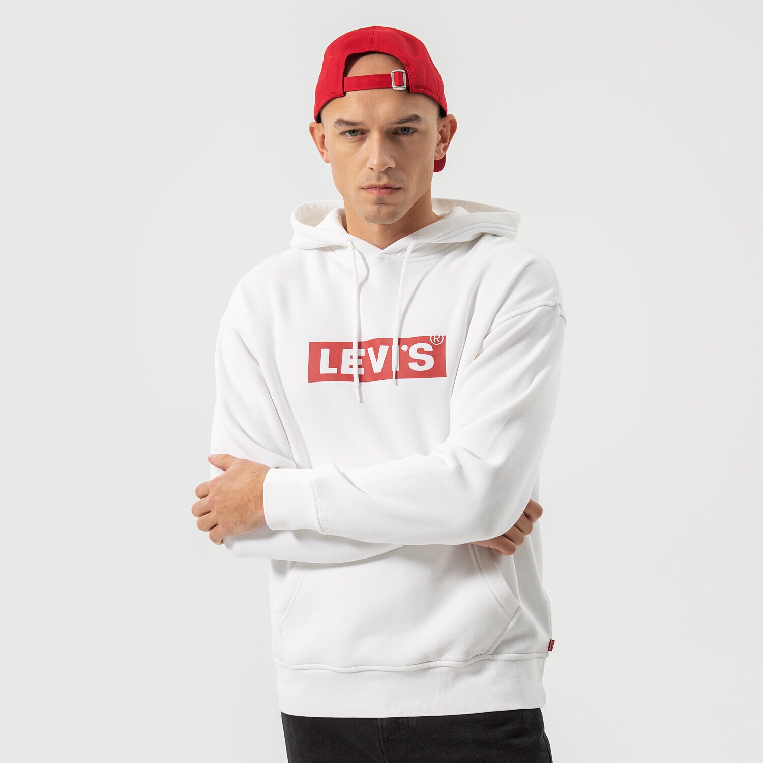 pánská mikina LEVI'S MIKINA S KAPUCÍ T3 RELAXD GRAPHIC HOODIE 38821-0113 BÍLÁ