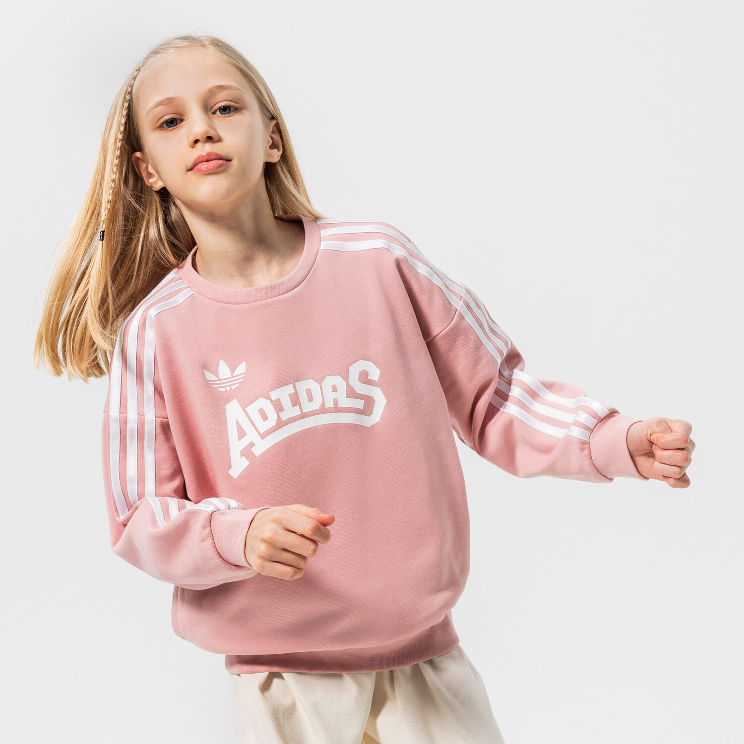 dětská mikina ADIDAS MIKINA CREW GIRL HC4559 RŮŽOVÁ