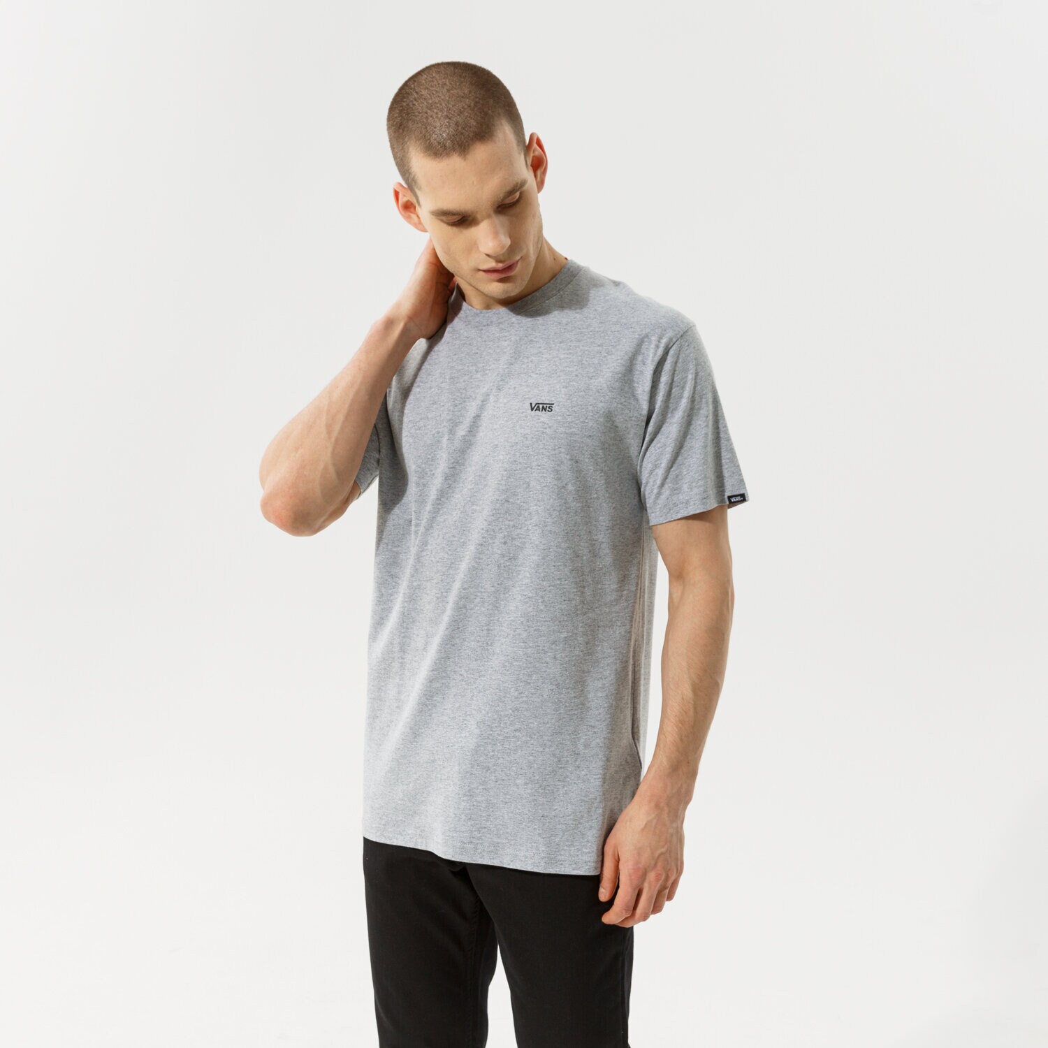 pánské tričko VANS TRIČKO MN LEFT CHEST LOGO TEE GREY VN0A3CZEATJ1 ŠEDÁ