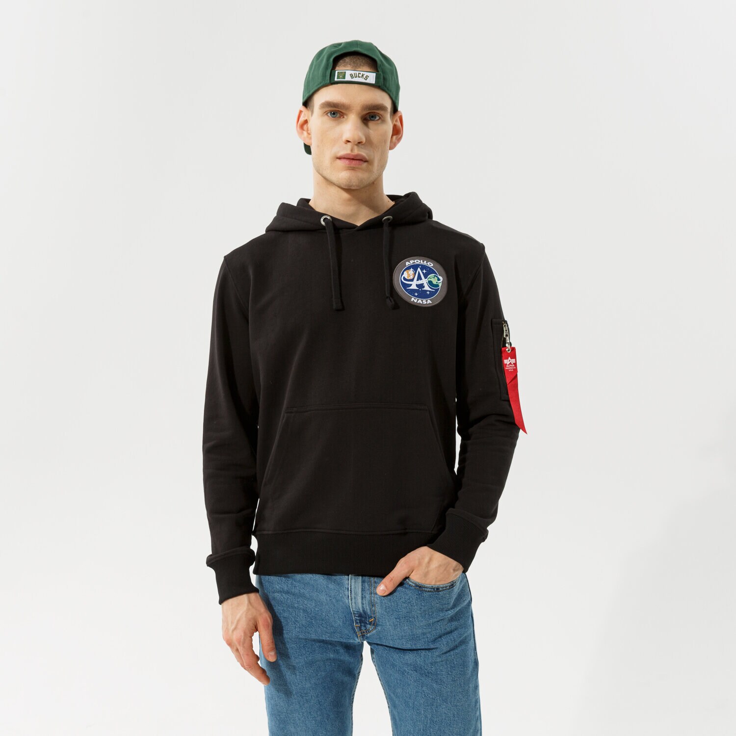 pánská mikina ALPHA INDUSTRIES MIKINA S KAPUCÍ APOLLO MISSION HOODY 10633803 ČERNÁ