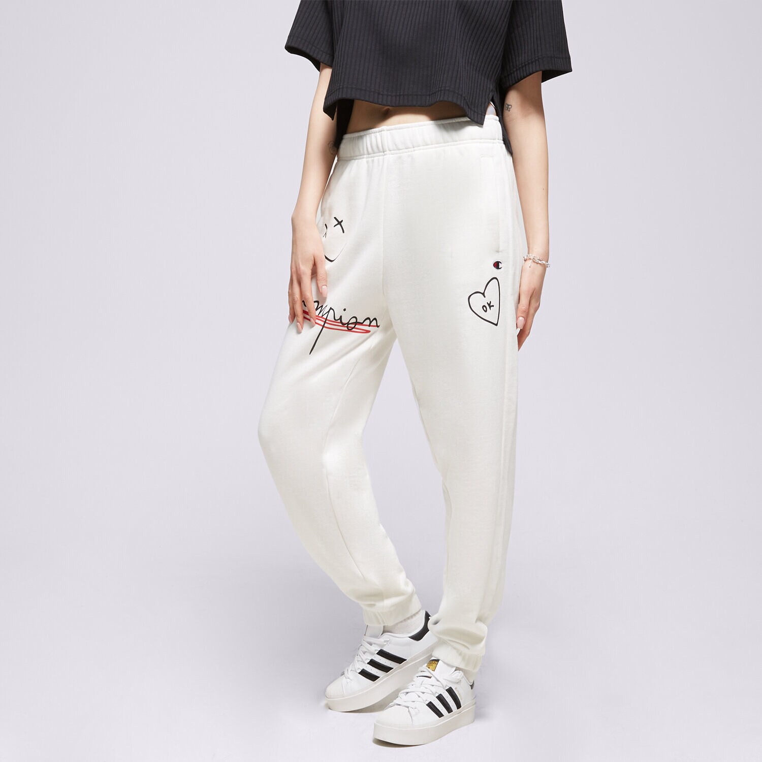 dámské kalhoty CHAMPION KALHOTY  ELASTIC CUFF PANTS 116287WW036 BÍLÁ