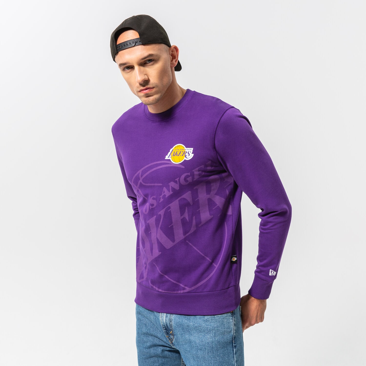 pánská mikina NEW ERA MIKINA WASHED GRAPHIC LAKERS LOS ANGELES LAKERS TRP 13083865 FIALOVÁ
