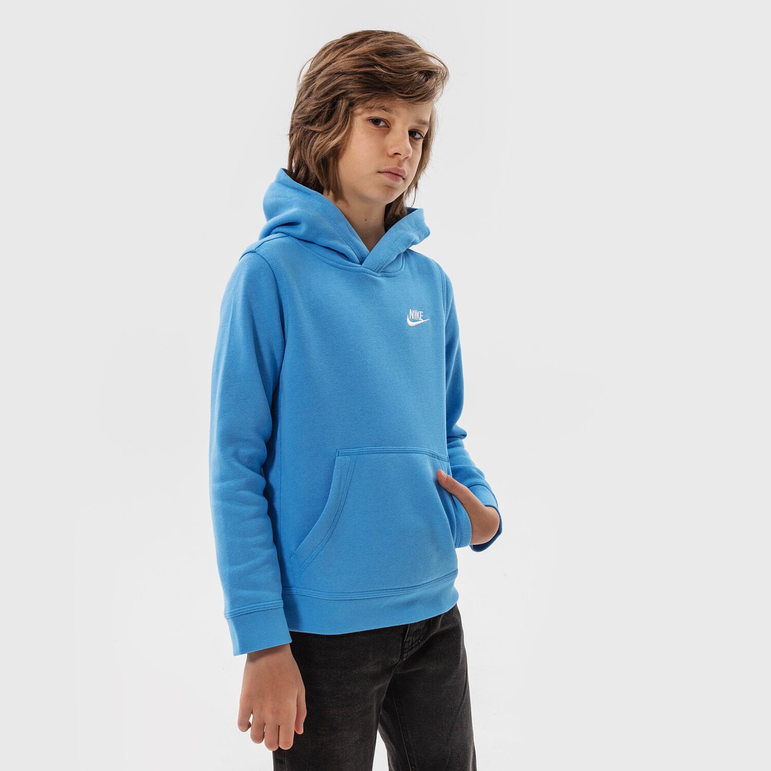 dětská mikina NIKE SPORTSWEAR CLUB PULLOVER HOODIE JUNIOR BOY BV3757-412 MODRÁ