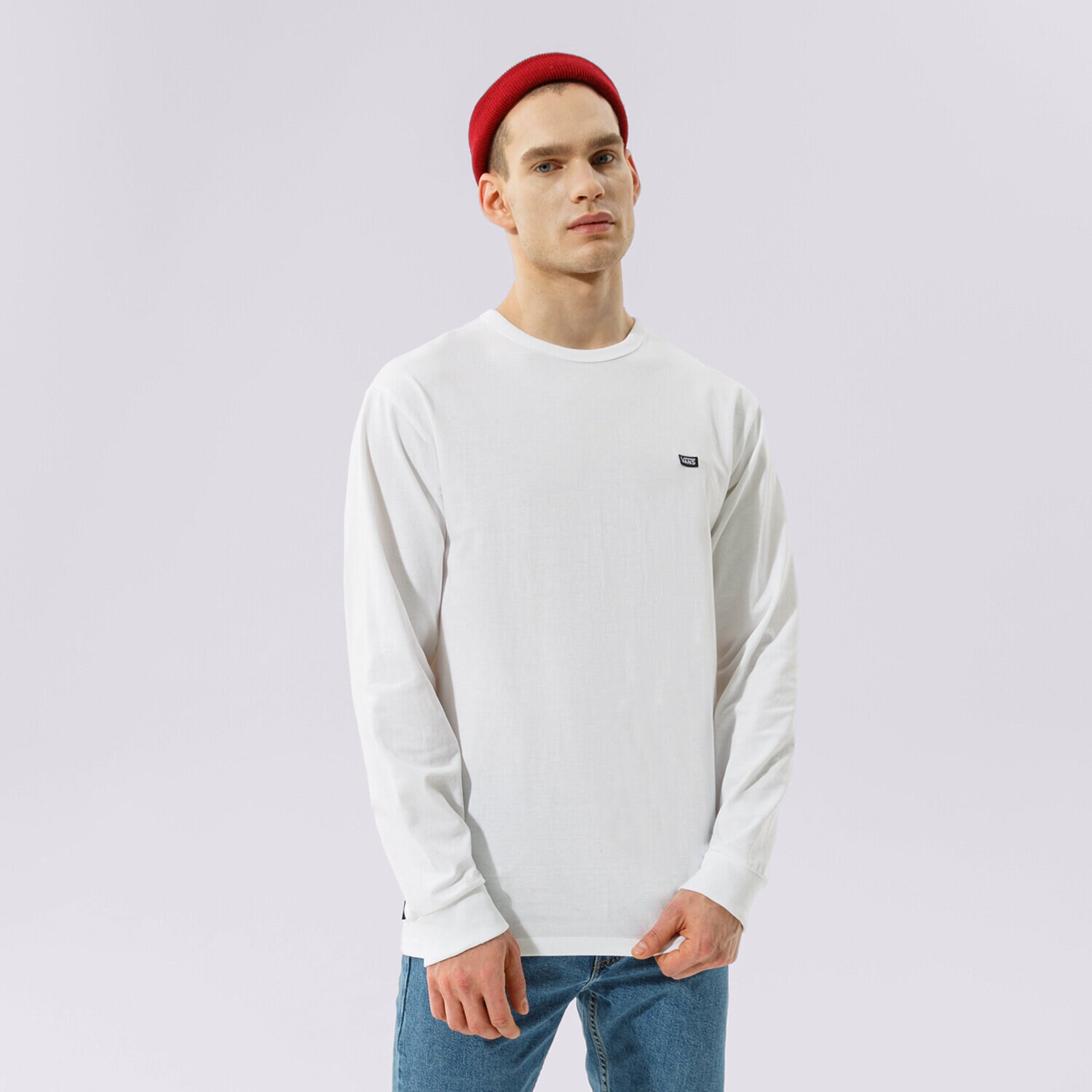 pánské tričko VANS TRIČKO MN OFF THE WALL CLASSIC LS VN0A4TURWHT1 BÍLÁ