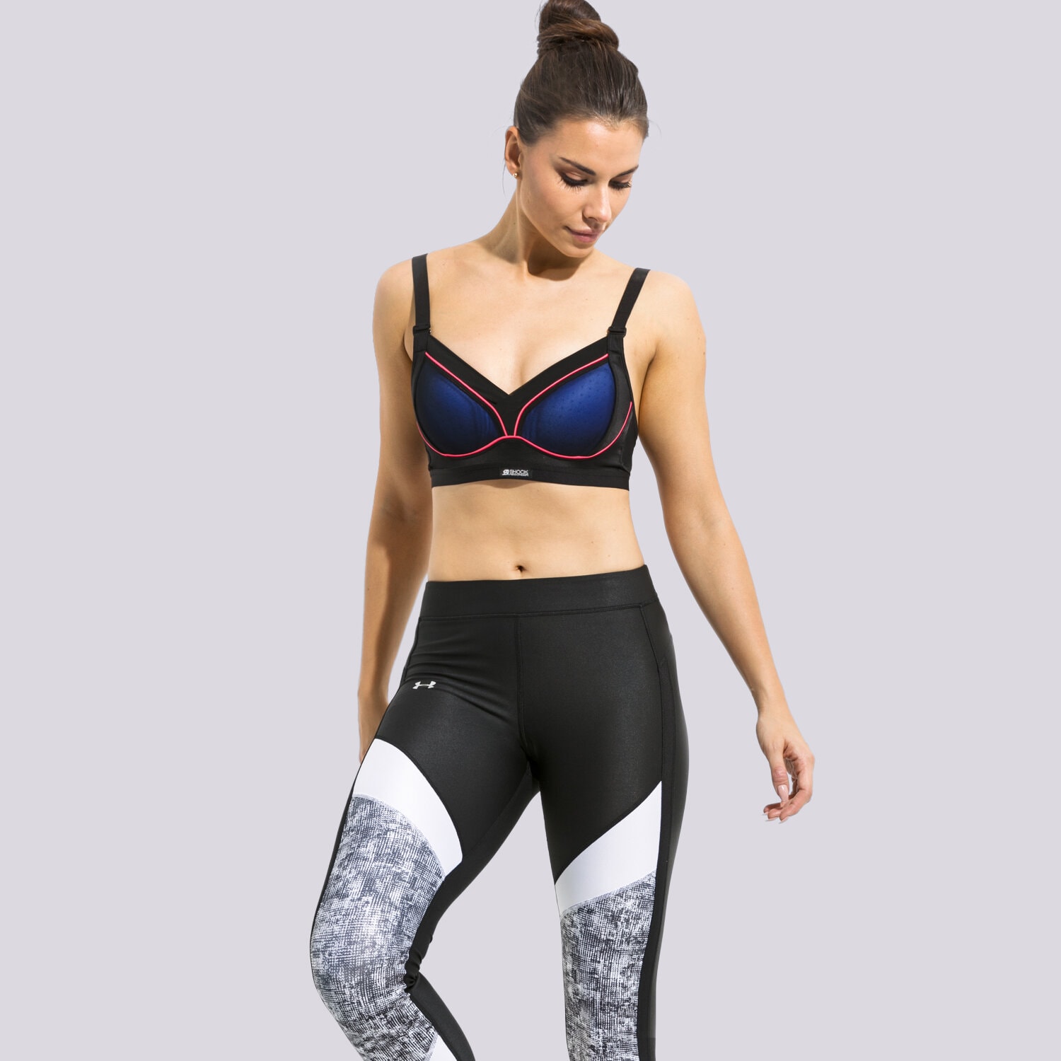 dámský top SHOCK ABSORBER BRA PUSH UP S03Z6BLACKPURPLE ČERNÁ
