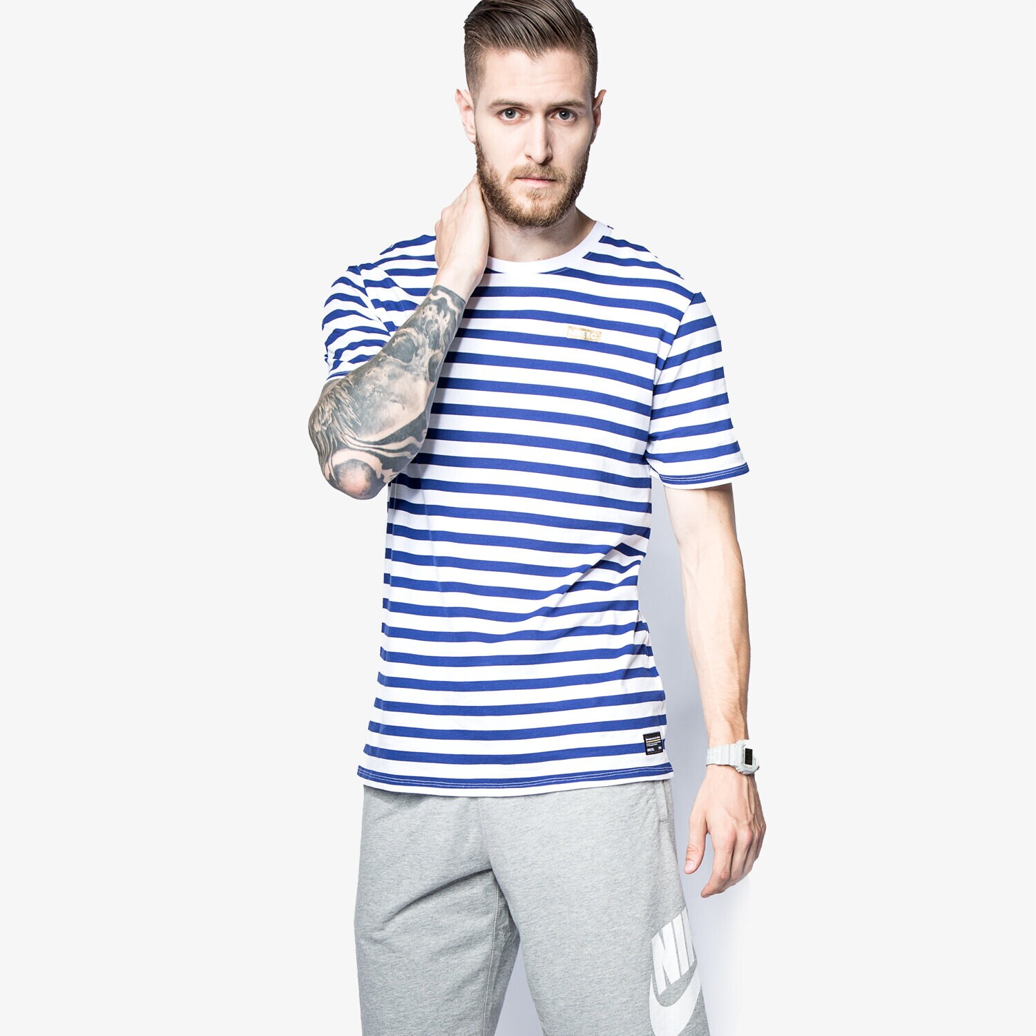 pánské tričko NIKE TRIČKO FC STRIPE TEE 789449100 MODRÁ
