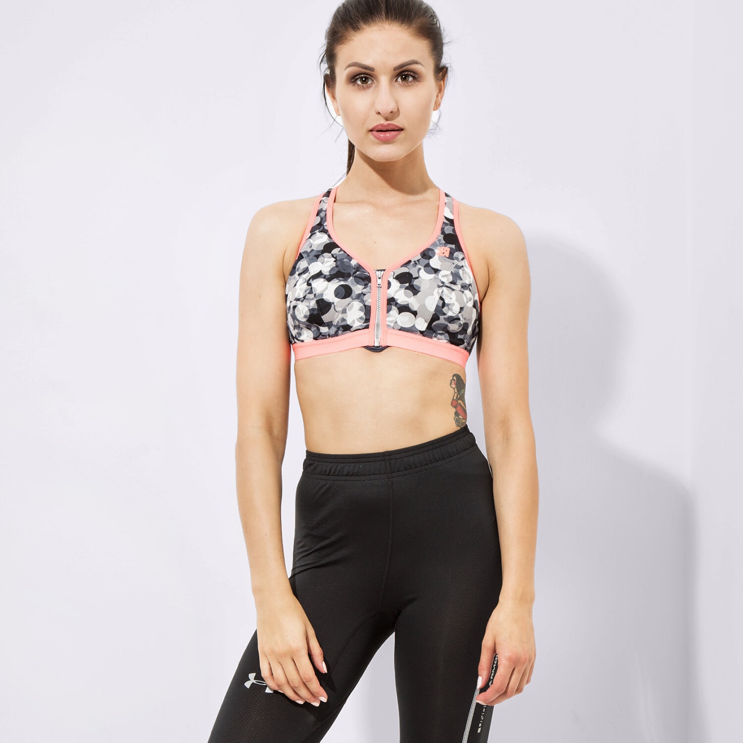 dámský top SHOCK ABSORBER BRA ACTIVE ZIPP ED PLUNGE S00BW04N ŠEDÁ