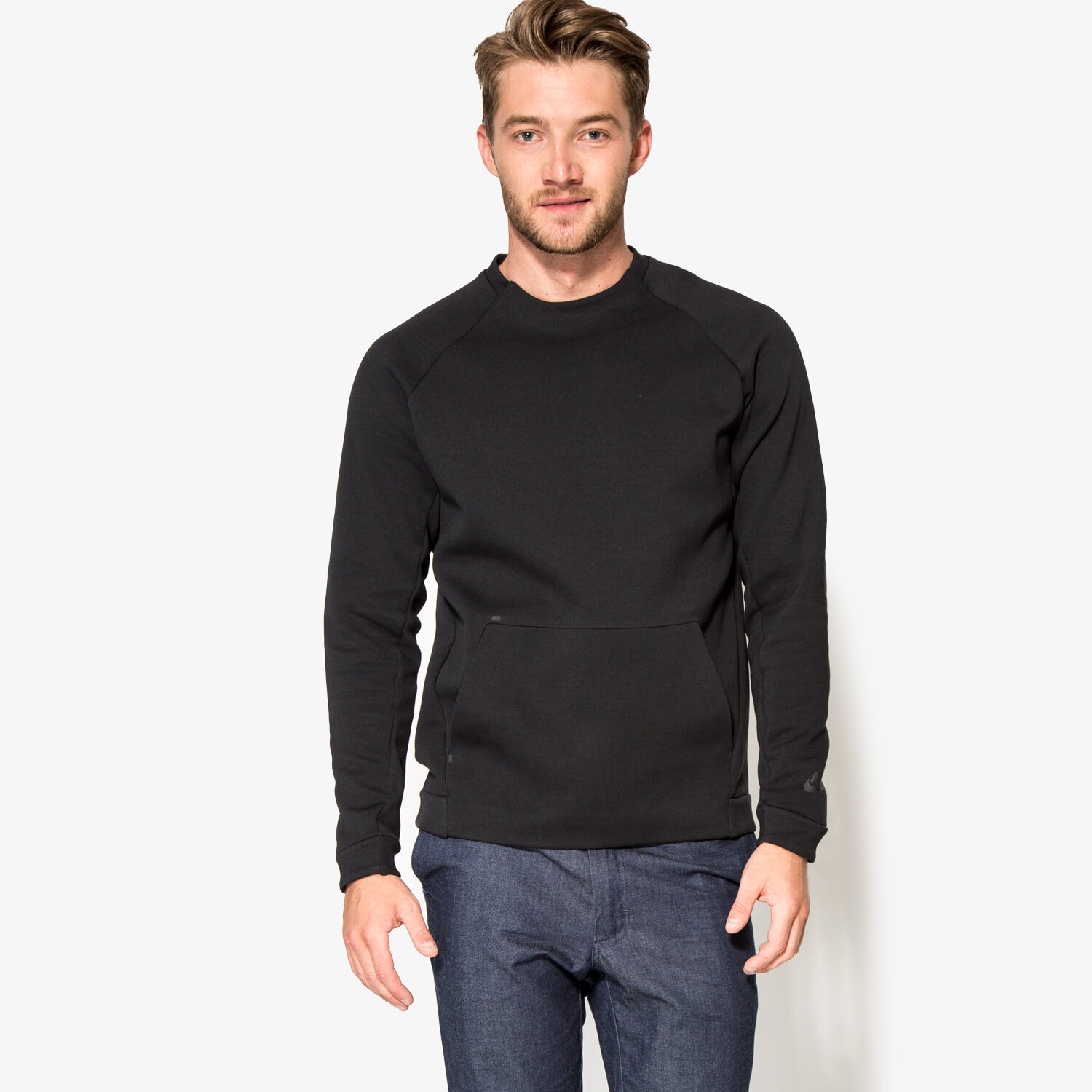 pánská mikina NIKE MIKINA M NSW TCH FLC CRW 805140010 ČERNÁ