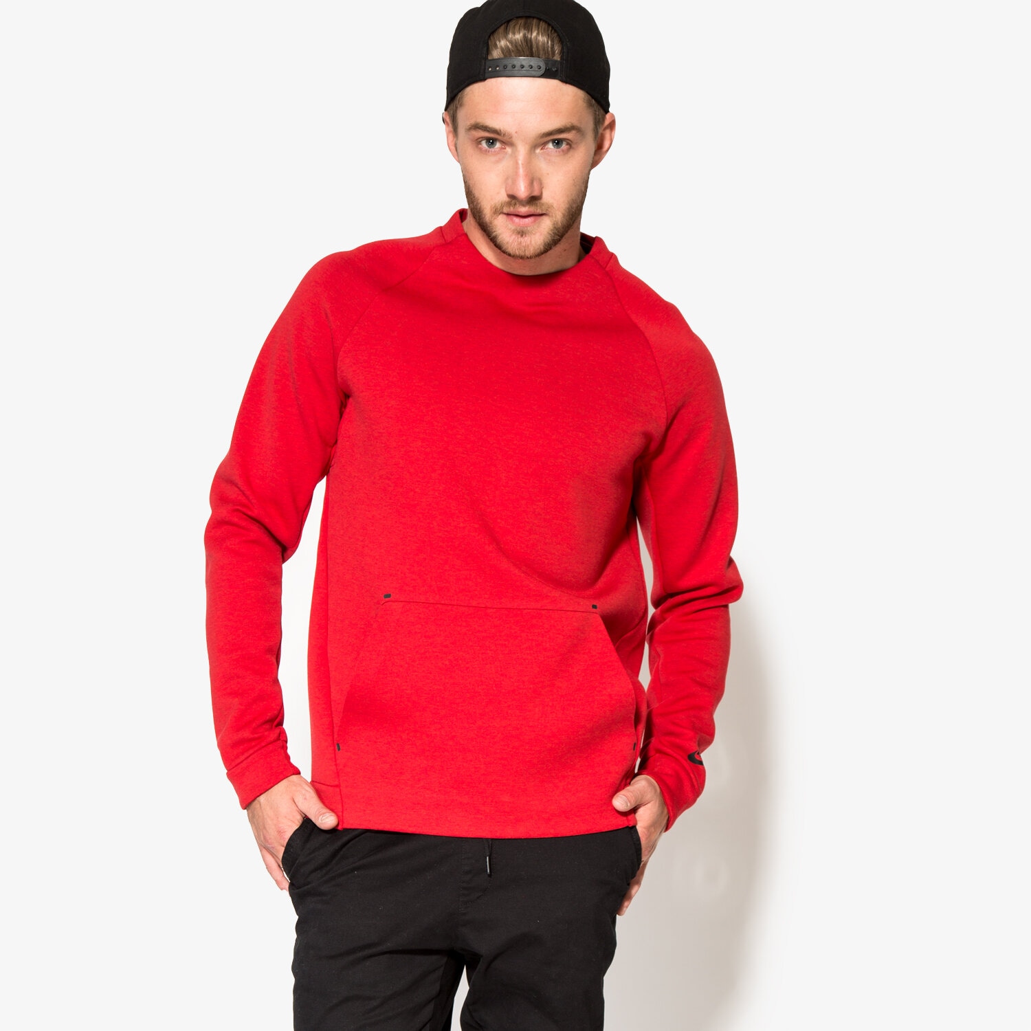 pánská mikina NIKE MIKINA M NSW TCH FLC CRW 805140654 ČERVENÁ