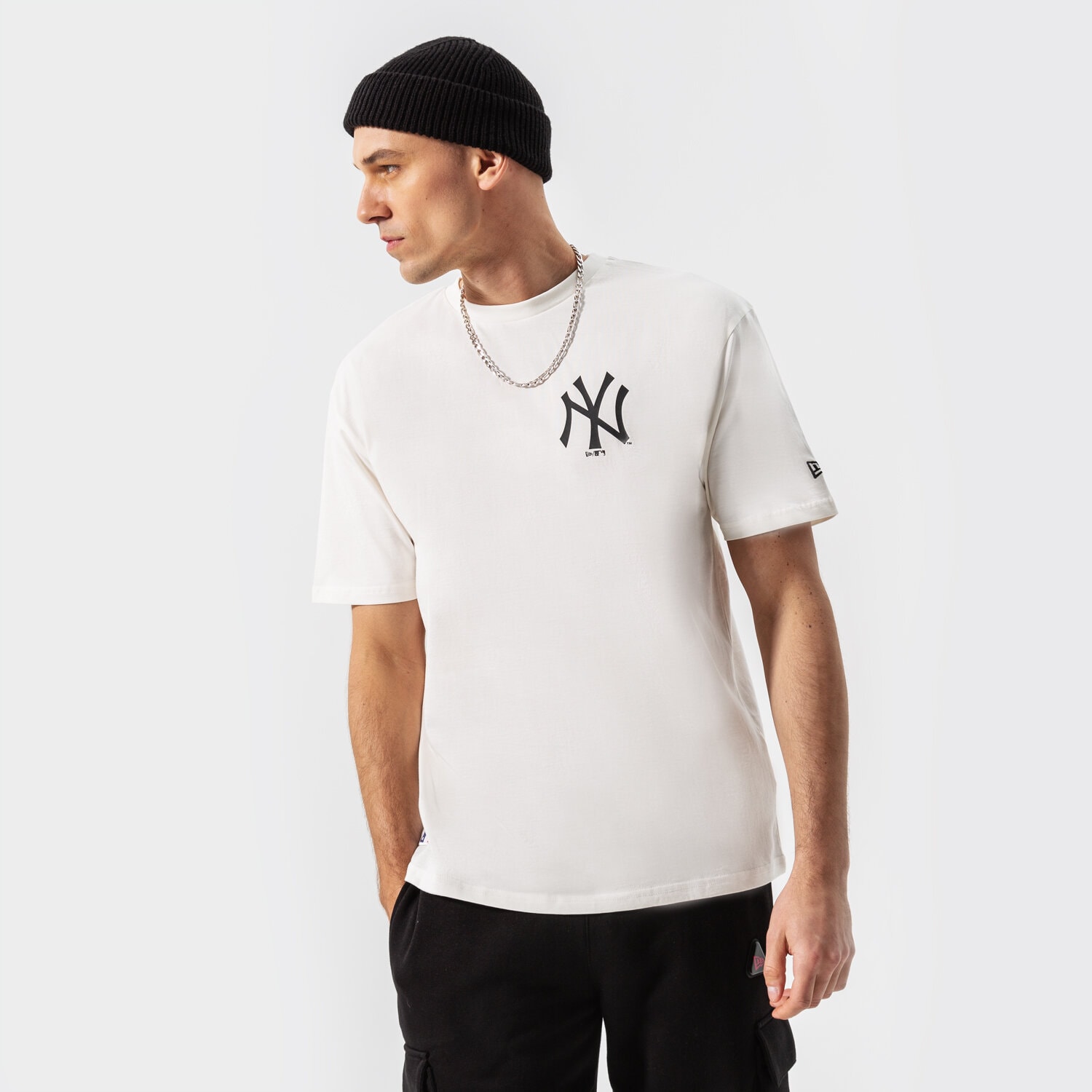 pánské tričko NEW ERA TRIČKO MLB BIG LOGO OVERSIZED TEE NYY NEW YORK YANKE 12195449 BÉŽOVÁ