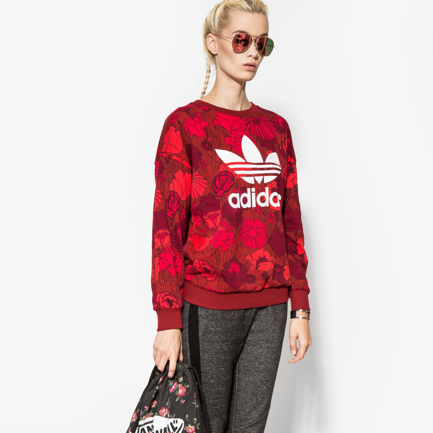 dámská mikina ADIDAS MIKINA TREFOIL SWEATER B36942 ČERVENÁ