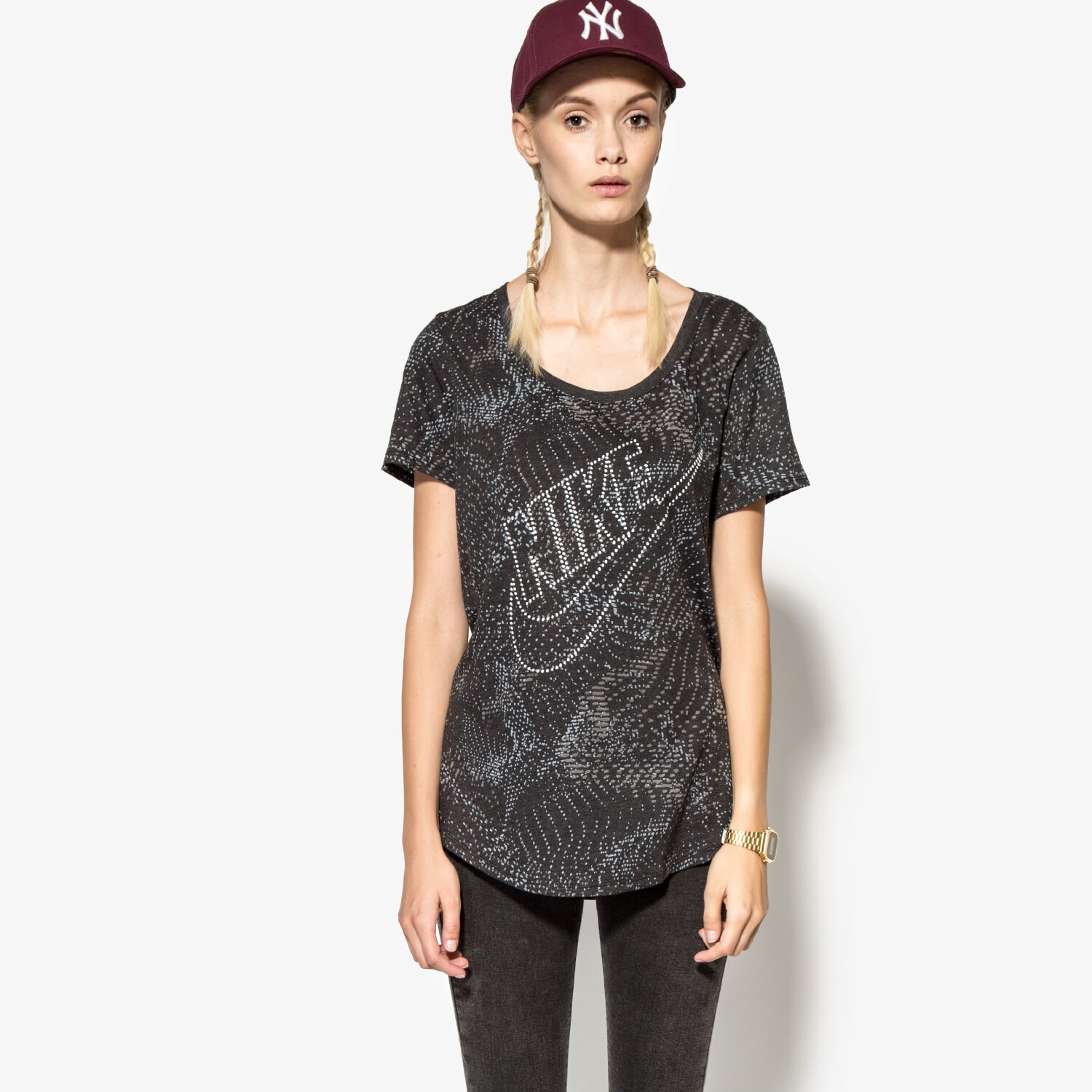dámské tričko NIKE TRIČKO TEE-BF BURNOUT GLITCH 803993010 ČERNÁ