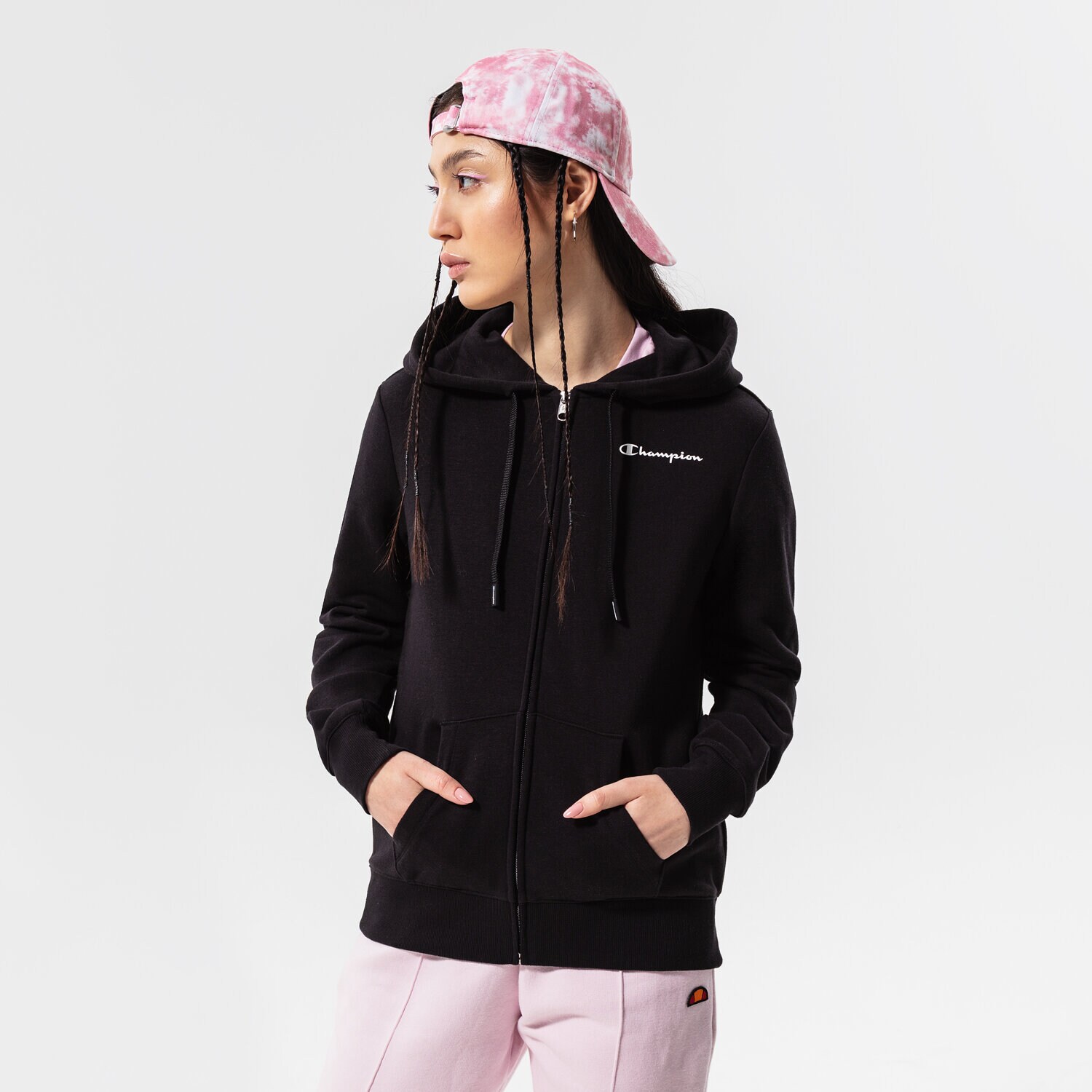 dámská mikina CHAMPION MIKINA S KAPUCÍ HOODED FULL ZIP 114862KK001 ČERNÁ